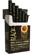 Black Devil Mocha Vanilla参考包装：深色打开盒体，金色竖排字标与圆形标记