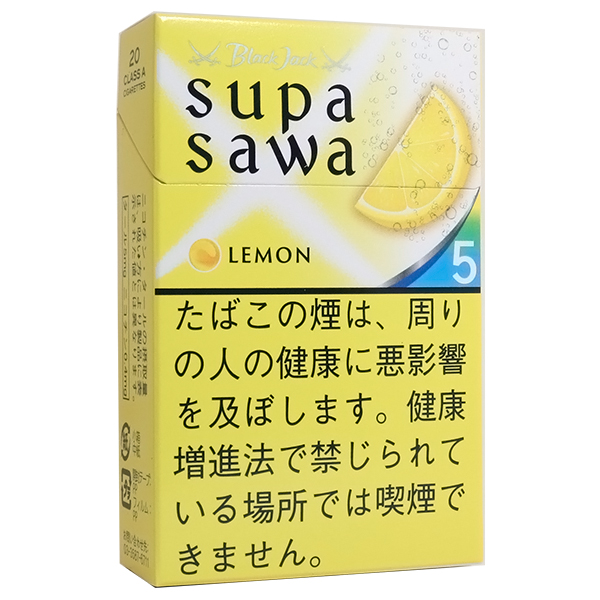 Black Jack Supasawa Lemon 5参考包装：浅黄色盒上有柠檬切片，LEMON旁为蓝底5