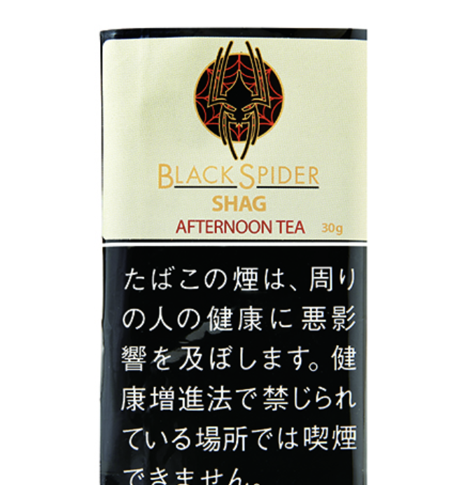 Black Spider Afternoon Tea 30g参考包装：浅米色上半区，红褐色AFTERNOON TEA与30g并列，下半黑底白字