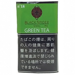 Black Spider Green Tea 30g参考包装：绿色袋面，白字GREEN TEA，左上n°18，中央蜘蛛形标记