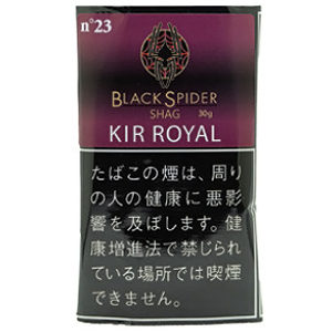 Black Spider Kir Royal 30g参考包装：深紫色袋面，KIR ROYAL横排，左上n°23，下方为黑底日文警示