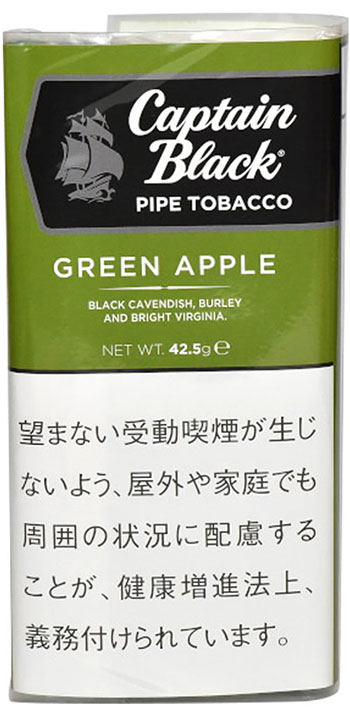 Captain Black Pipe Green Apple 42.5g参考包装:绿色袋面含黑色船形横标,GREEN APPLE及42.5g文字清楚
