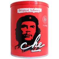 Che Shag Original 100g罐参考包装：红色圆罐上有Original tobacco白色标签，黑红头像与白色手写Che叠合