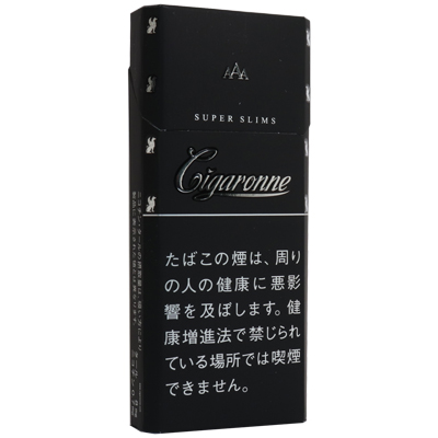 Cigaronne Super Slims Black包装参考图：SUPER SLIMS与花体Cigaronne。