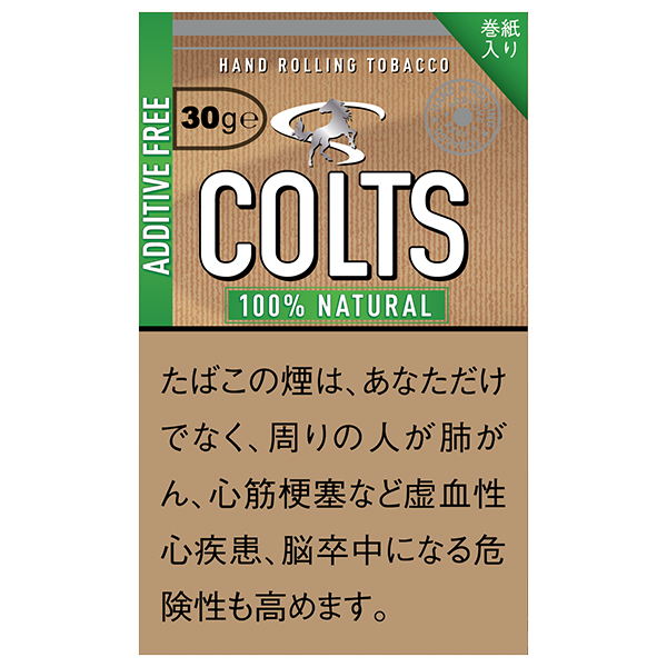 Colts 100% Natural 30g包装参考图：大号COLTS与上方马形图案。