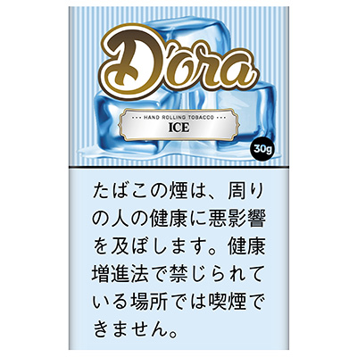 Dora Ice 30g参考包装:淡蓝细竖纹底与蓝色冰块图形,中央白框写ICE,黑色圆点标30g