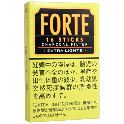 Forte 16 Extra Lights参考包装:黄色盒面,黑色金框标签内为FORTE、16 STICKS及EXTRA LIGHTS
