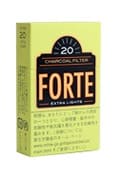 Forte Extra Lights参考包装:黄色小盒,拱形黑标与FORTE字样