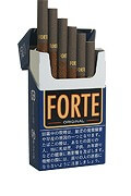 Forte Original参考包装:深蓝打开的盒体,上方黑色标签为金字FORTE