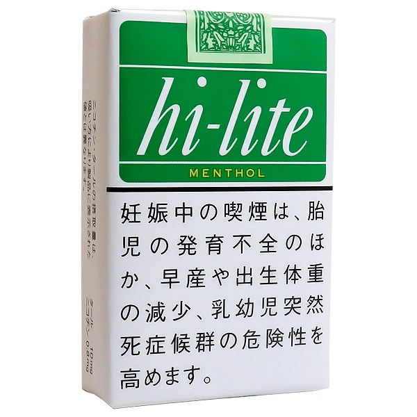 Hi-Lite Menthol包装参考图：白色斜体小写hi-lite。