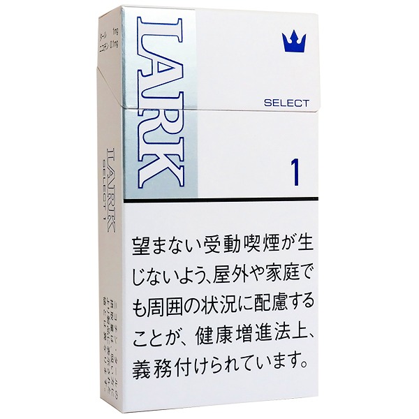 Lark Select 1 100 BOX参考包装：白色盒面以蓝色竖排LARK为主，SELECT、1和冠形标识可辨