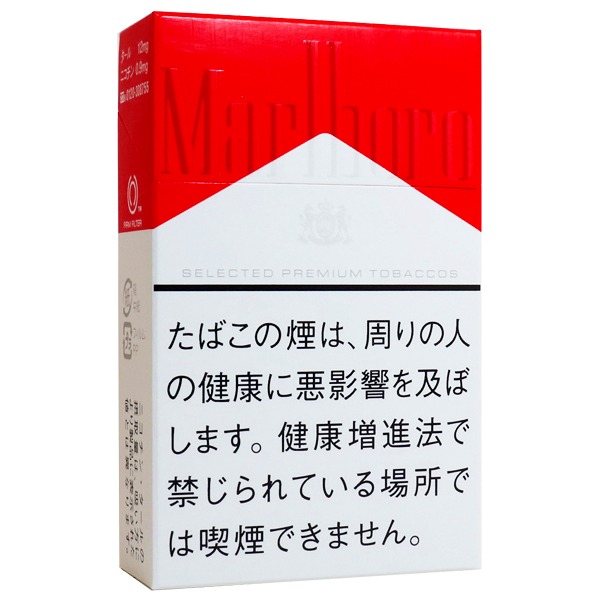 Marlboro BOX 红白硬盒参考包装，带屋顶状分区和日文警示