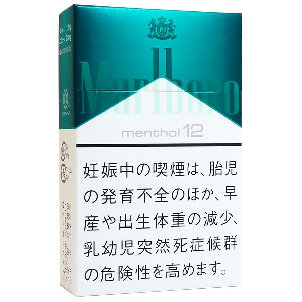 Marlboro Menthol 12 BOX包装参考图：青绿色区域与深色字标。