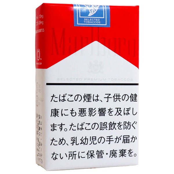 Marlboro 软包包装参考图:蓝白封签跨过上缘。