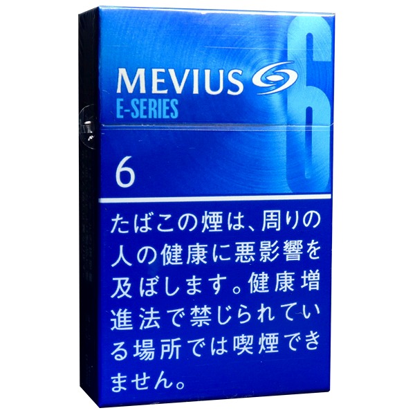 Mevius E-Series 6参考包装：蓝色不同明度的块面中出现数字6，品牌与系列名称居于上方