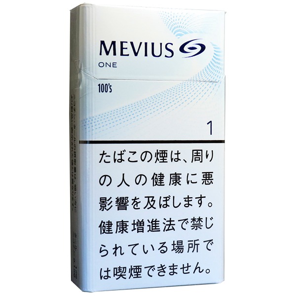 Mevius One 100’s BOX包装参考图:MEVIUS及ONE、100’s、数字1。