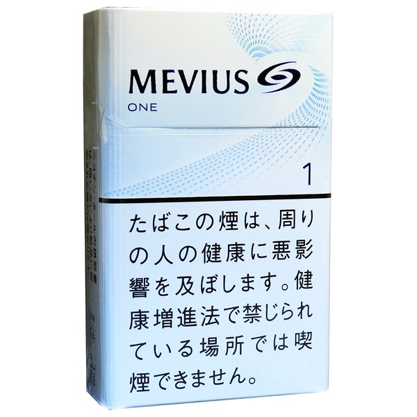 Mevius One BOX参考包装：白色正面用淡蓝弧线分区，ONE与数字1可见，顶部呈翻盖折线