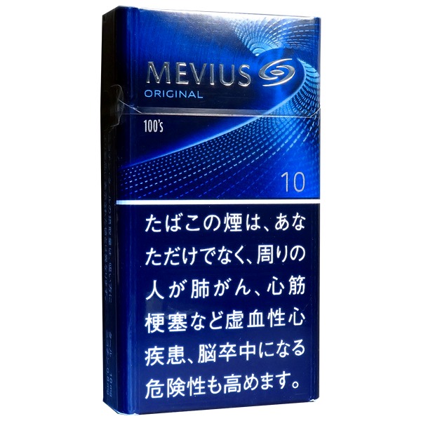 Mevius Original 100s BOX参考包装：深蓝盒面出现ORIGINAL、10与100s，品牌标识在上方