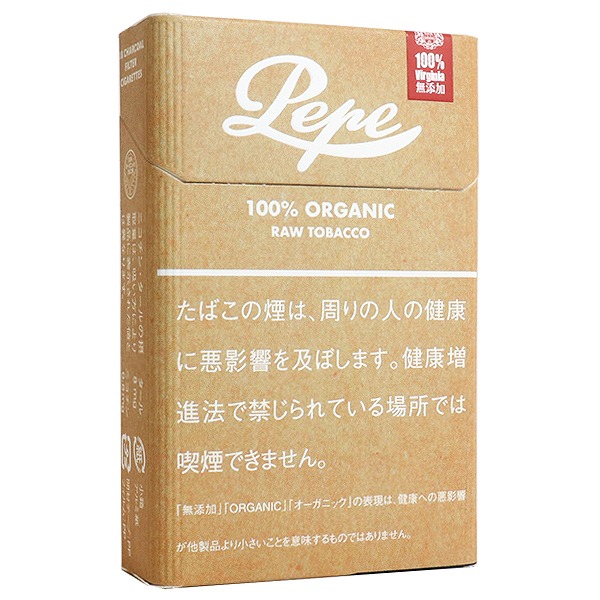Pepe Organic 18支装包装参考图：棕黄色纸纹外观。