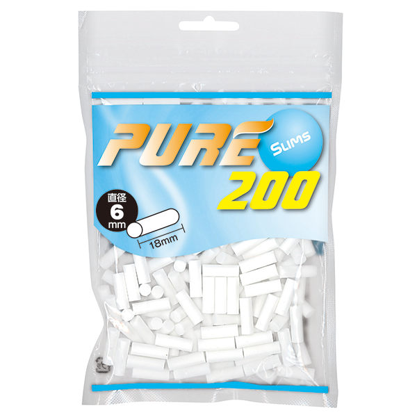 PURE Slim 200参考包装:蓝色PURE字标与灰白底组合,SLIM及200在正面排列