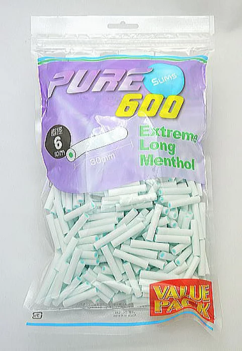 PURE Slim Extreme Long Menthol Value 600参考包装:紫绿大袋标注EXTREME LONG MENTHOL、30mm与600