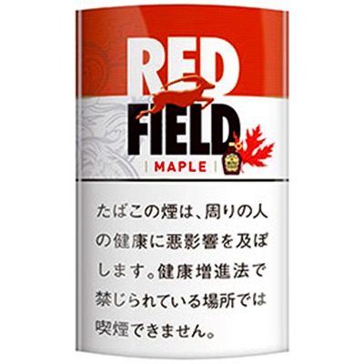 Redfield Maple 20g参考包装：红色顶栏，RED FIELD下方写MAPLE，旁有枫叶与小瓶图案