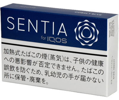 SENTIA Cobalt Blue参考包装:深蓝色横盒左侧为SENTIA白字,右侧银白圆纹,正面未显示完整型号后缀