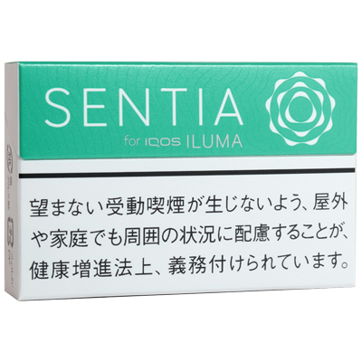 SENTIA Cool Jade参考包装:上栏通体翠绿色,品牌字和圆纹为白色,下部白色警示区占较大面积
