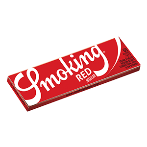 Smoking Red Single参考包装:红色横向纸册上有白色斜体Smoking,右端红白斜角色块与主底色相邻