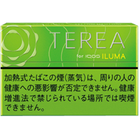 TEREA Yellow Menthol参考包装:小图为黄绿色横盒,银白圆纹靠左,下部黑字警示