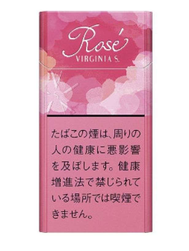 Virginia S Rosé Menthol包装参考图：深浅粉色叠层。