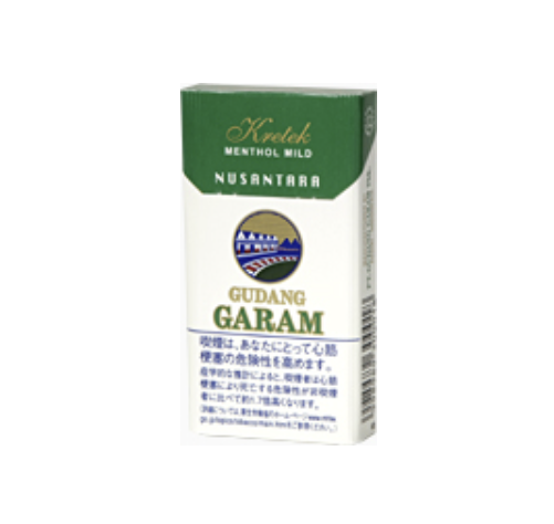 Garam Nusantara Menthol 12包装参考图:品牌层级,Gudang Garam图案与NUSANTARA文字。