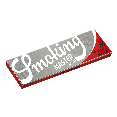 Smoking Master Single参考包装:银灰色横册中是白色Smoking字样,MASTER另列,右端有红色斜块