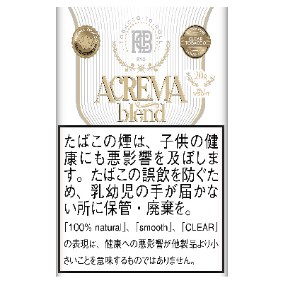 ACREMA Blend 20g参考包装:白金色立袋以纵向ACREMA字样、圆形奖章和放射线排列,底部可见20g